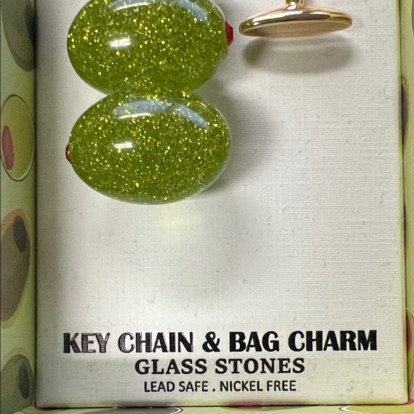 Piper K 🫒 Glass Stone Martini Bag Charm Keychain NEW IN BOX - Picture 5 of 8